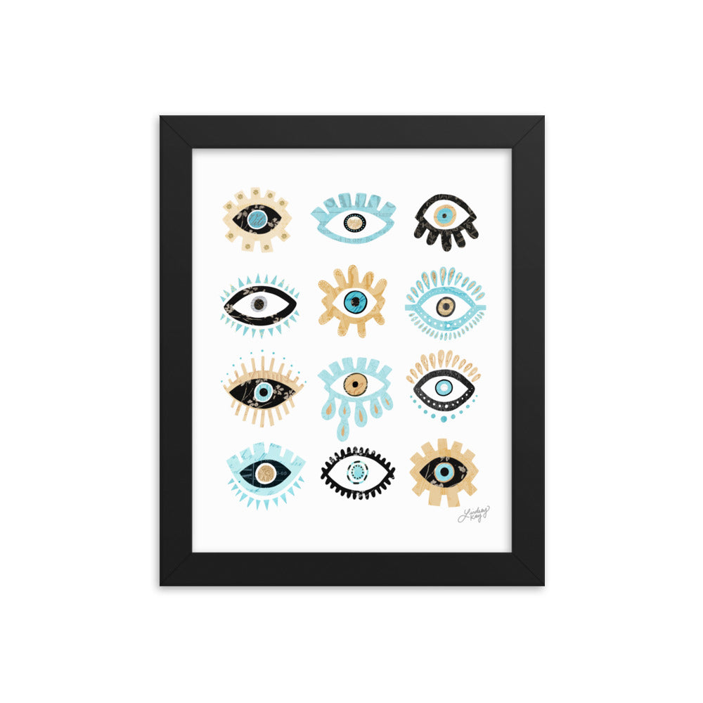 Evil Eyes Illustration - Framed Matte Print - Lindsey Kay Collective
