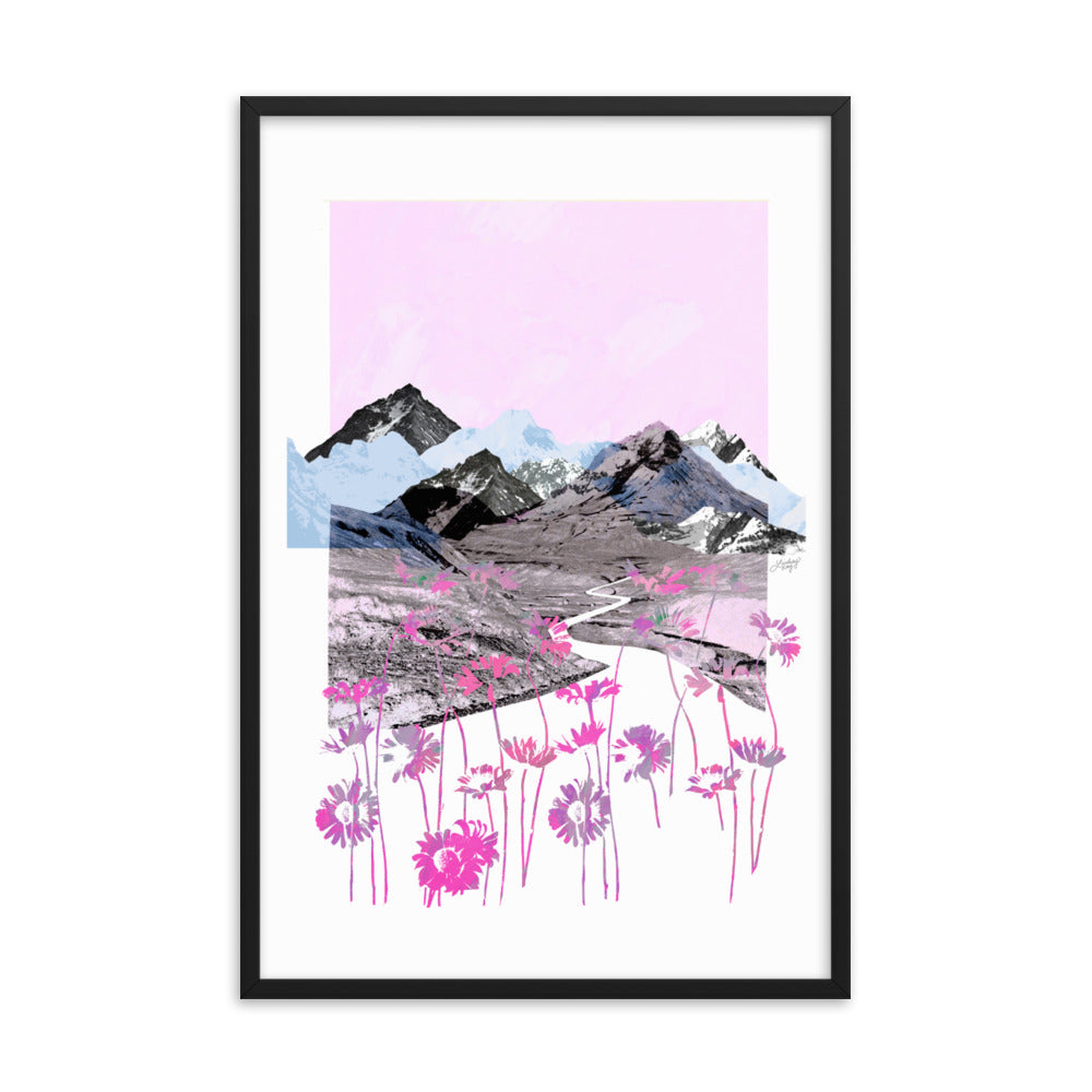 Daisy Mountain Collage (Pink Palette) -  Framed Matte Print - Lindsey Kay Collective