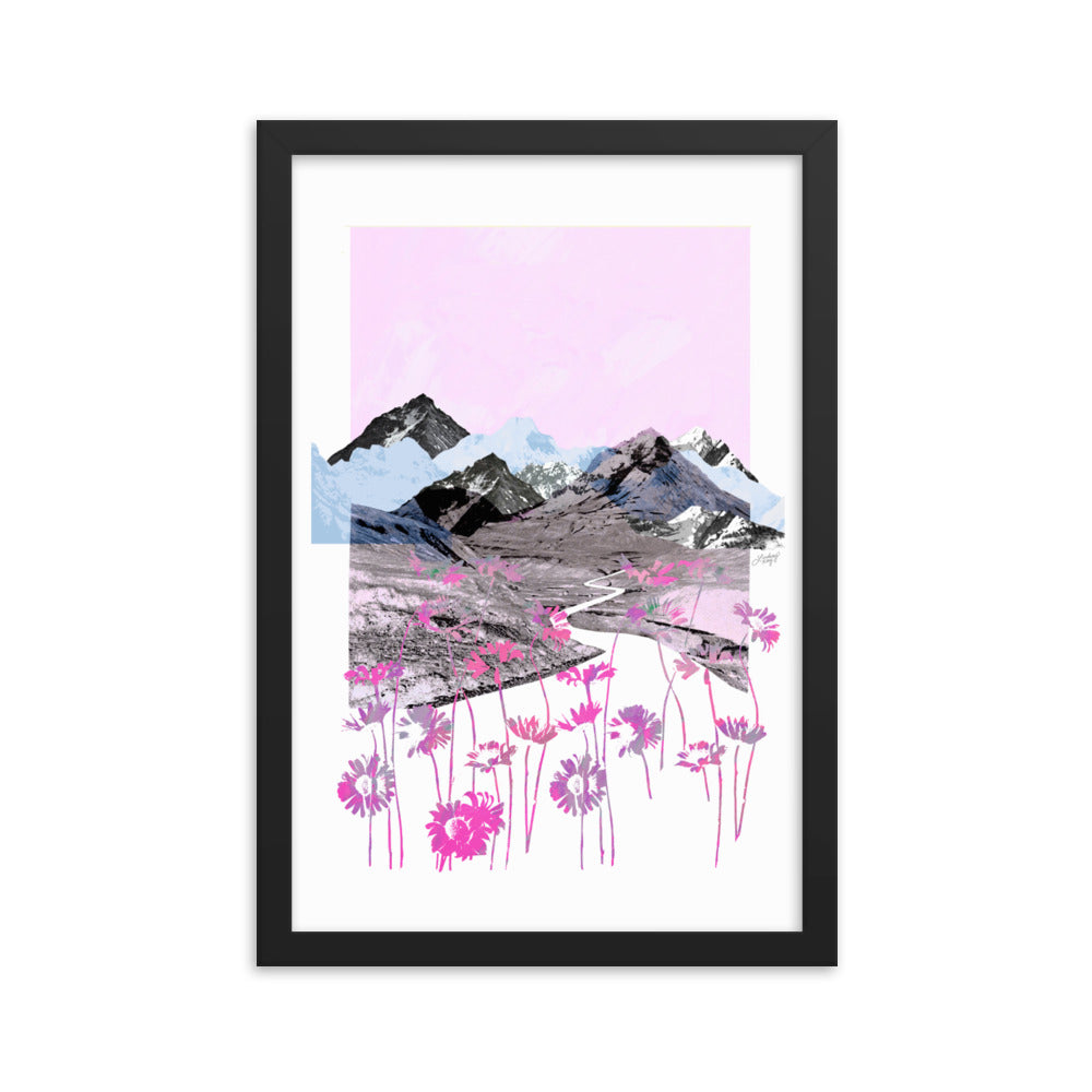 Daisy Mountain Collage (Pink Palette) -  Framed Matte Print - Lindsey Kay Collective