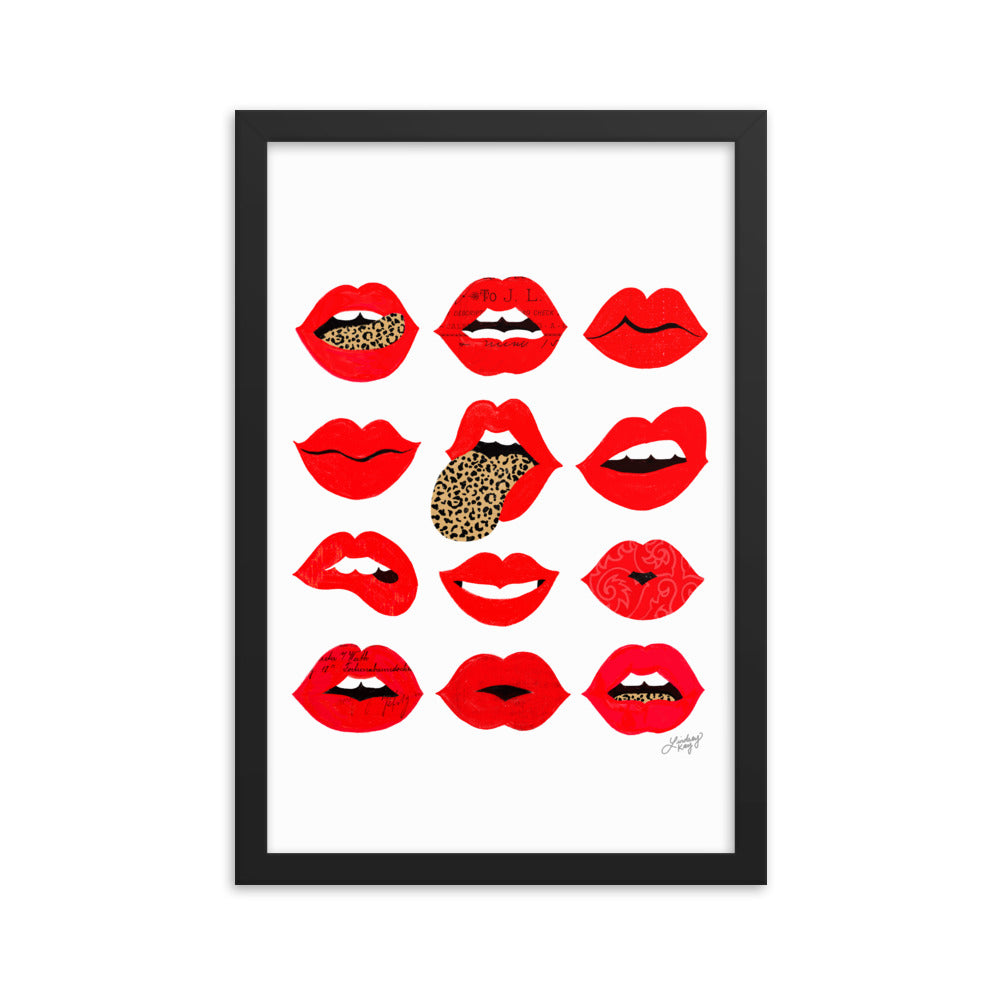 Leopard Lips of Love - Impression mate encadrée