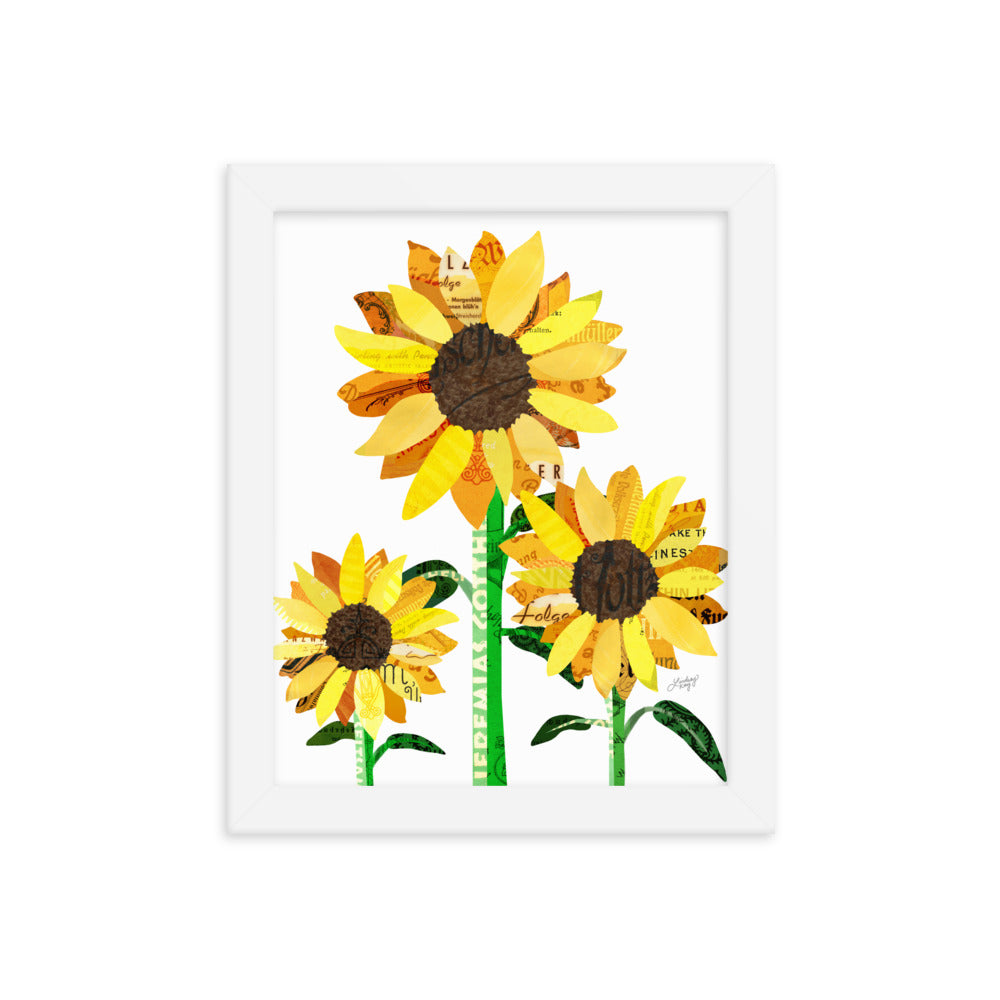 Sunflower Collage - Framed Matte Print - Lindsey Kay Collective