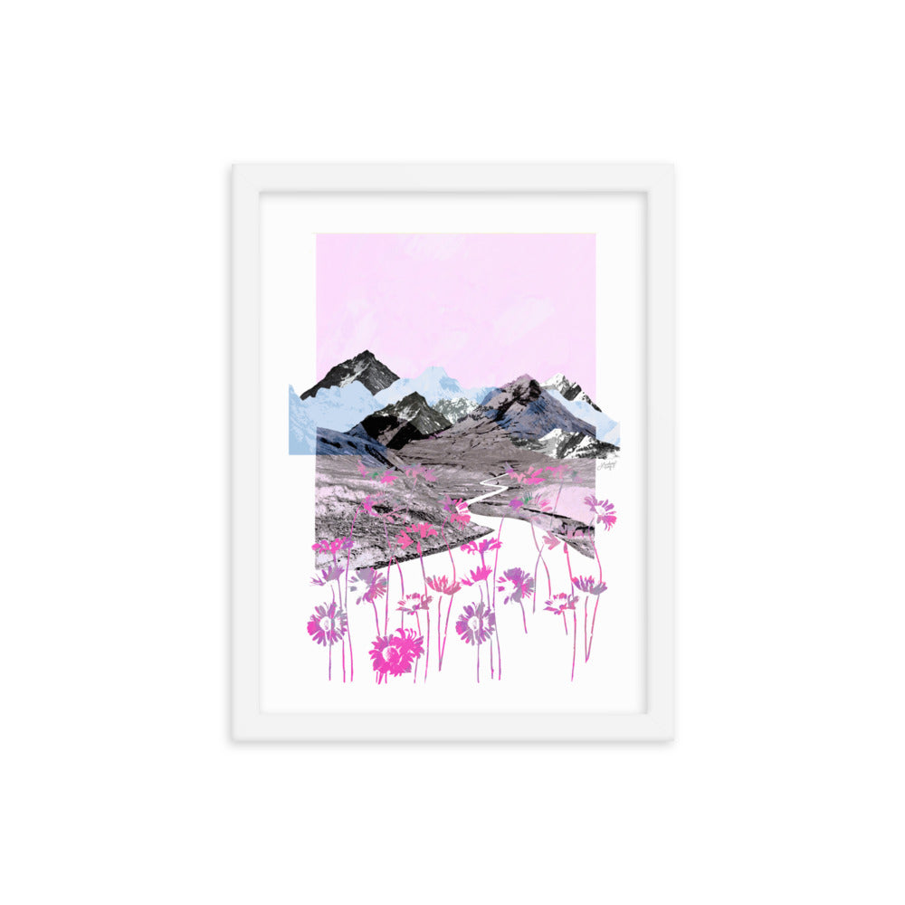Daisy Mountain Collage (Pink Palette) -  Framed Matte Print - Lindsey Kay Collective