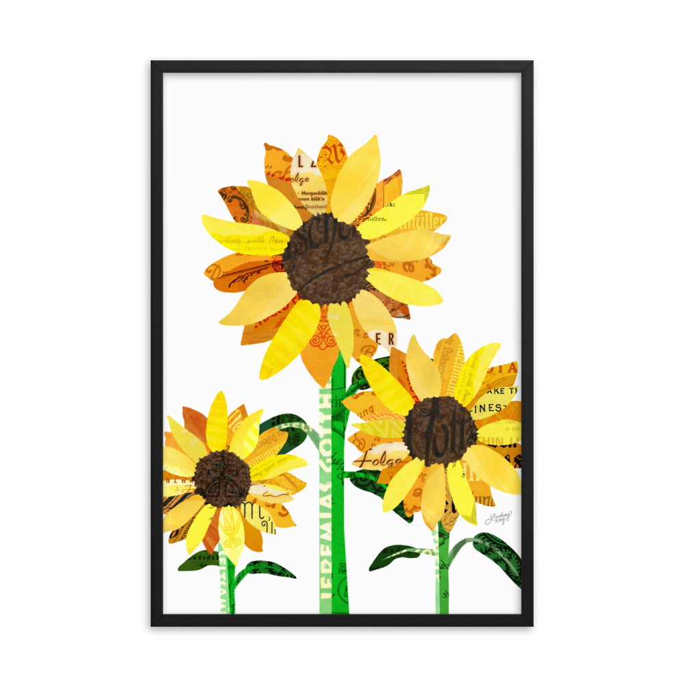 Sunflower Collage - Framed Matte Print - Lindsey Kay Collective