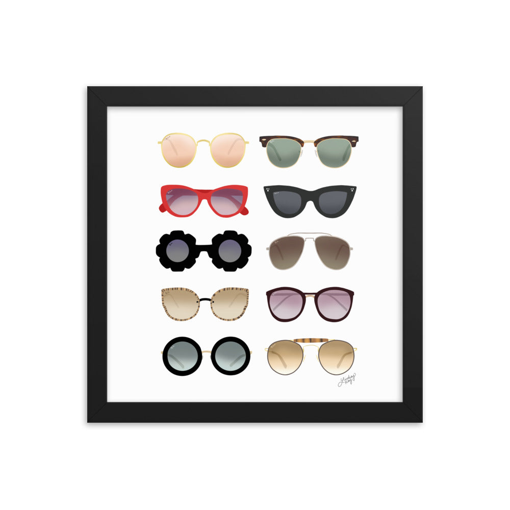 Sunglasses Illustration - Framed Matte Print - Lindsey Kay Collective