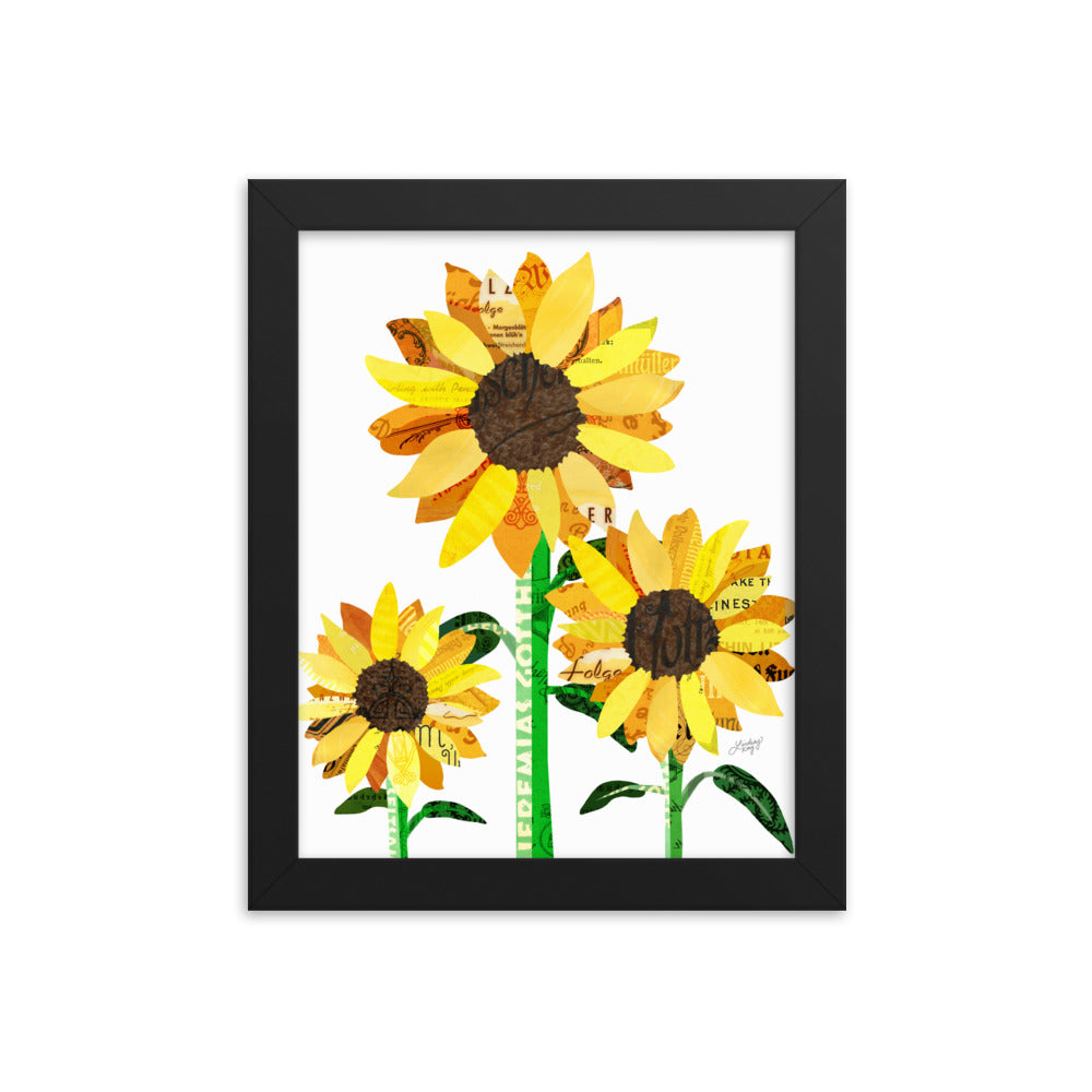 Sunflower Collage - Framed Matte Print - Lindsey Kay Collective