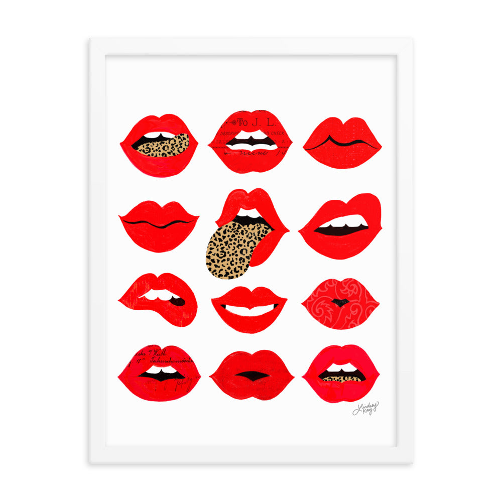 Leopard Lips of Love - Impression mate encadrée
