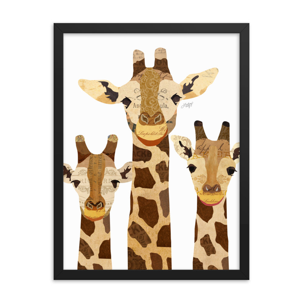 Giraffe Collage - Framed Matte Print - Lindsey Kay Collective