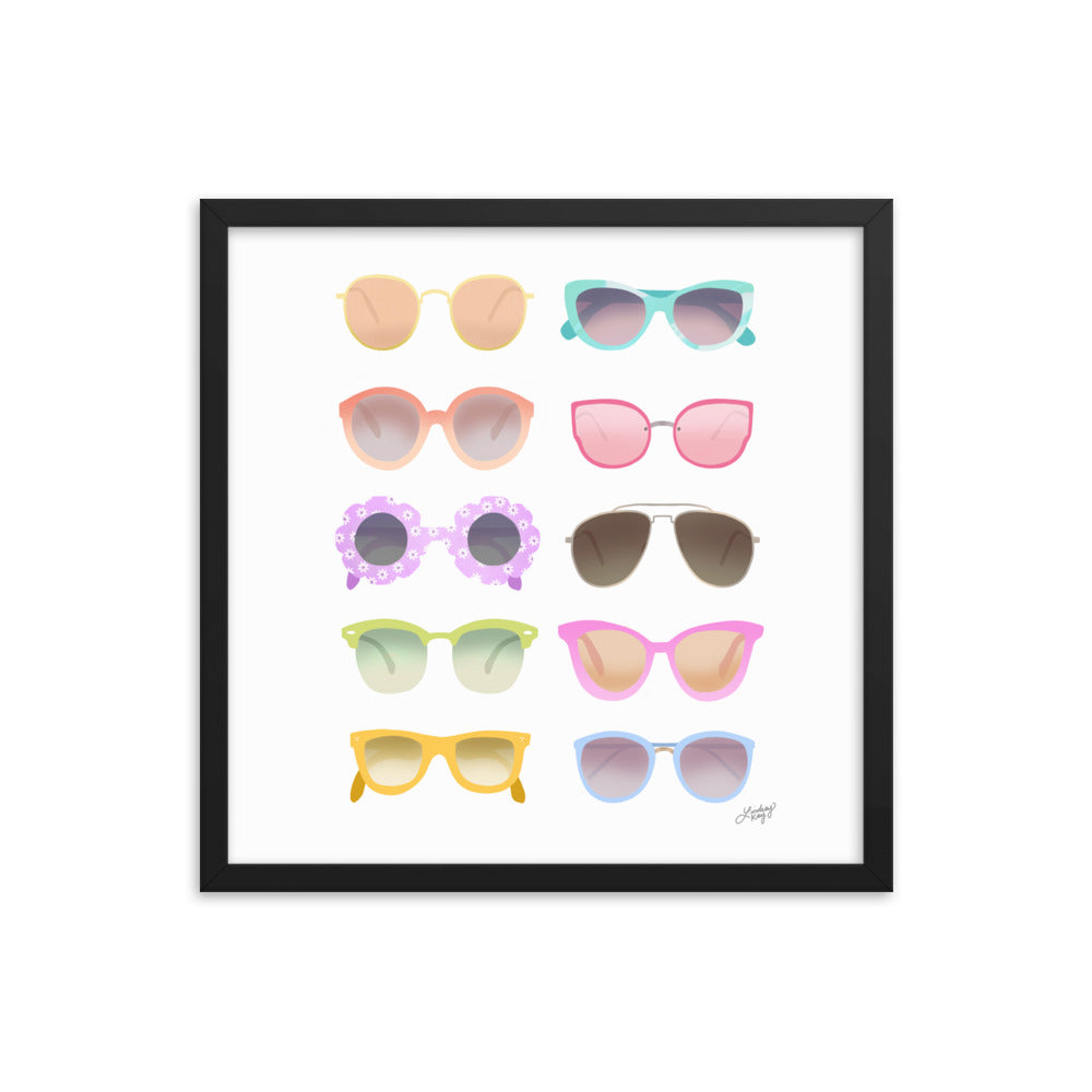 Illustration de lunettes de soleil colorées - Impression mate encadrée
