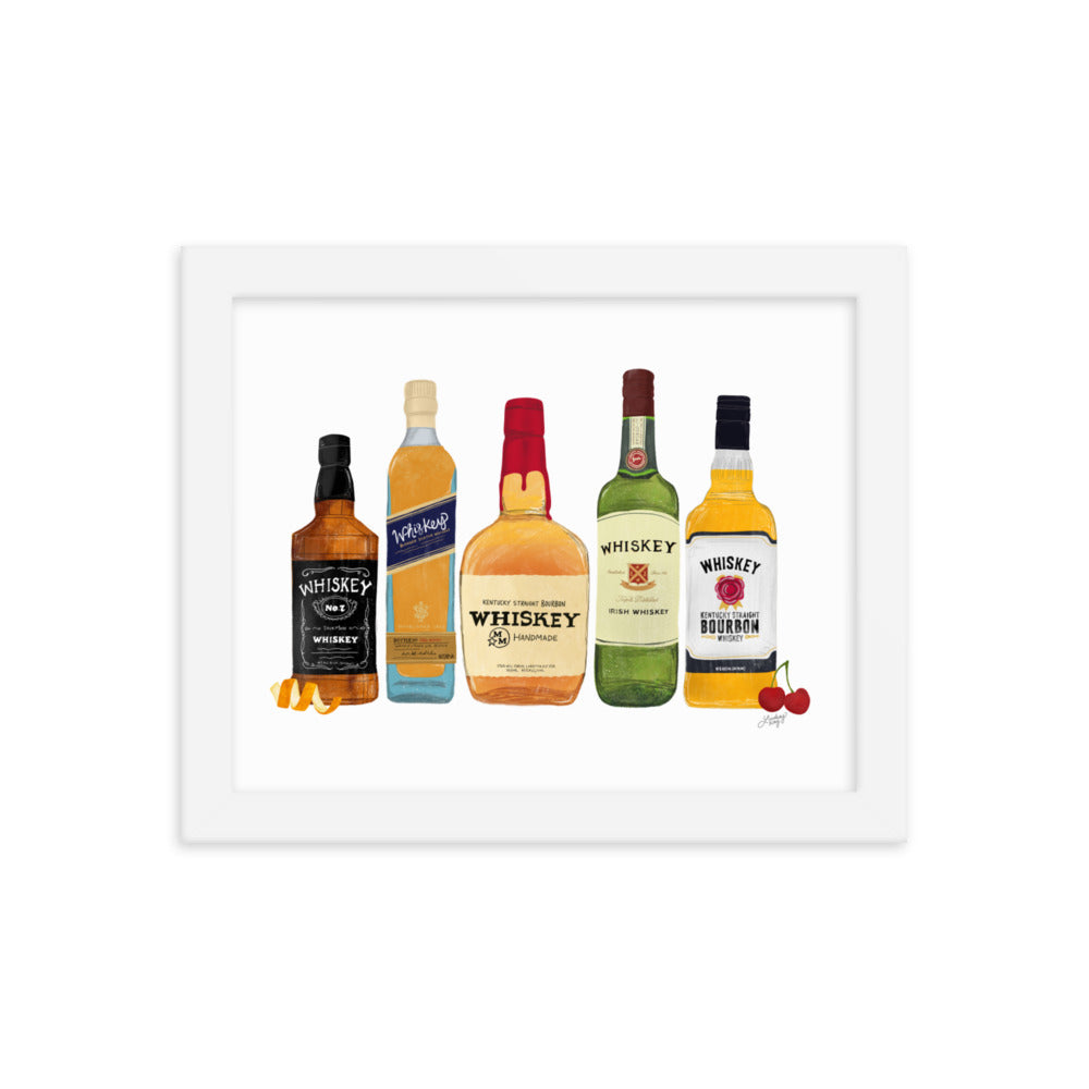 Whiskey Bottlees - Framed Matte Print - Lindsey Kay Collective