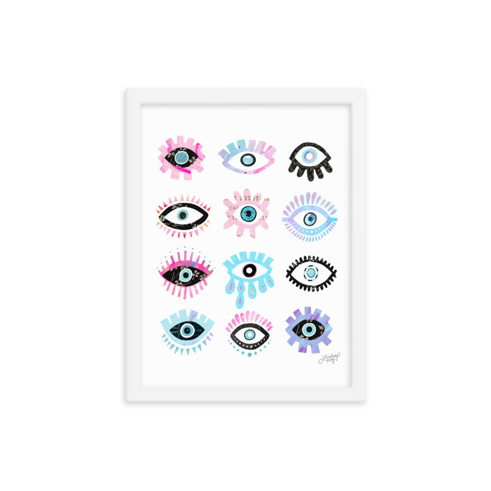 Illustration des yeux maléfiques brillants - Impression mate encadrée