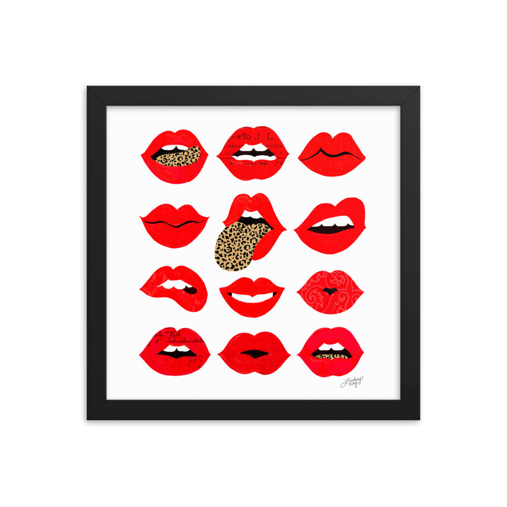 Leopard Lips of Love - Impression mate encadrée