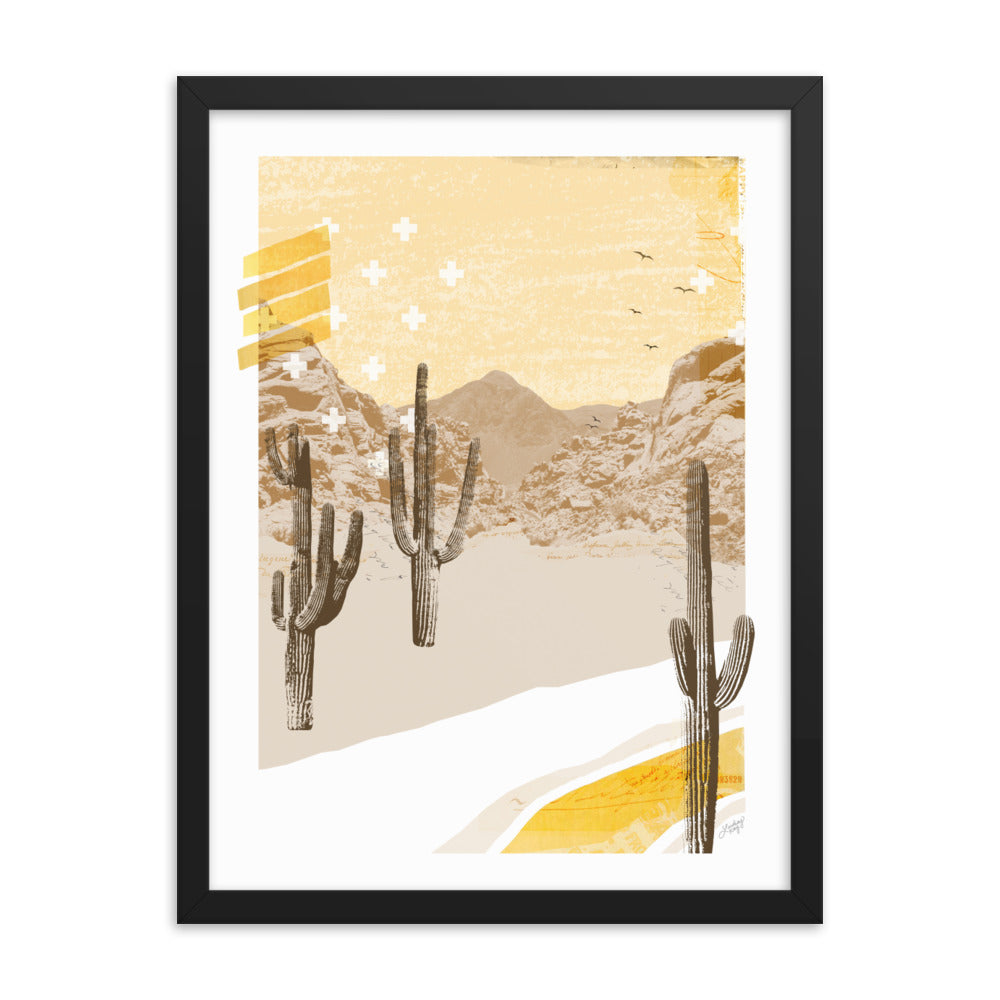 Desert Mountain Collage (Yellow Palette) - Framed Matte Print - Lindsey Kay Collective