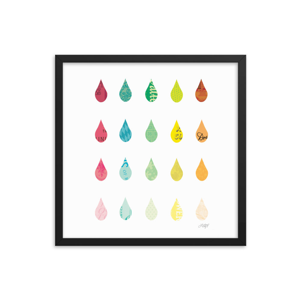 Raindrops Collage - Framed Matte Print - Lindsey Kay Collective