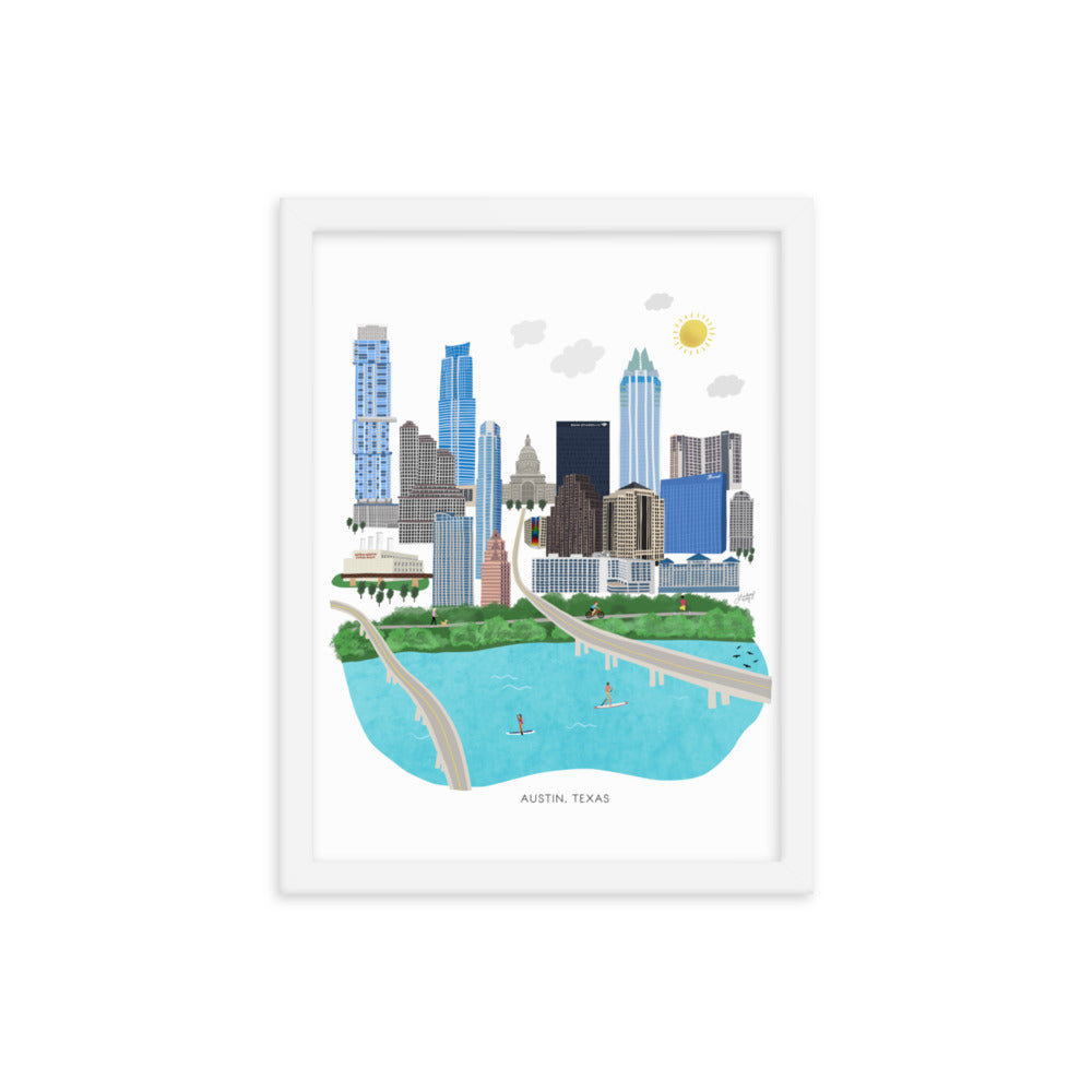 Austin Texas Illustration - Framed Matte Art Print - Lindsey Kay Collective