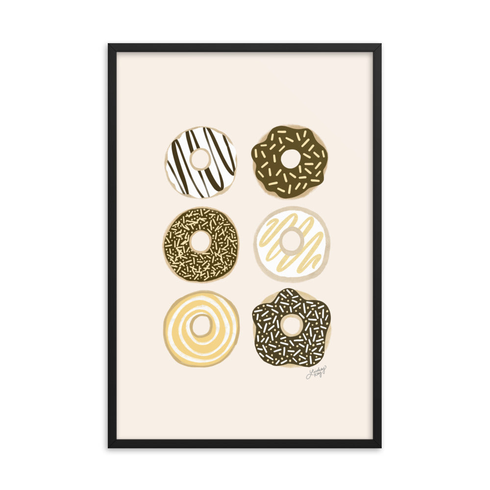Ilustración de Donuts de Chocolate - Impresión Mate Enmarcada