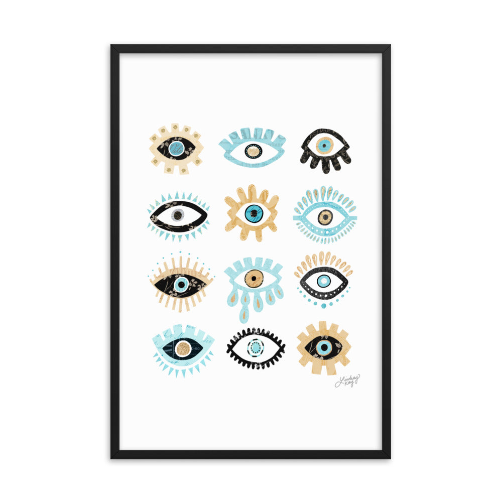 Evil Eyes Illustration - Framed Matte Print - Lindsey Kay Collective