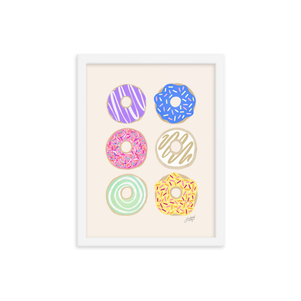 Pastel Donuts Illustration - Framed Matte Print
