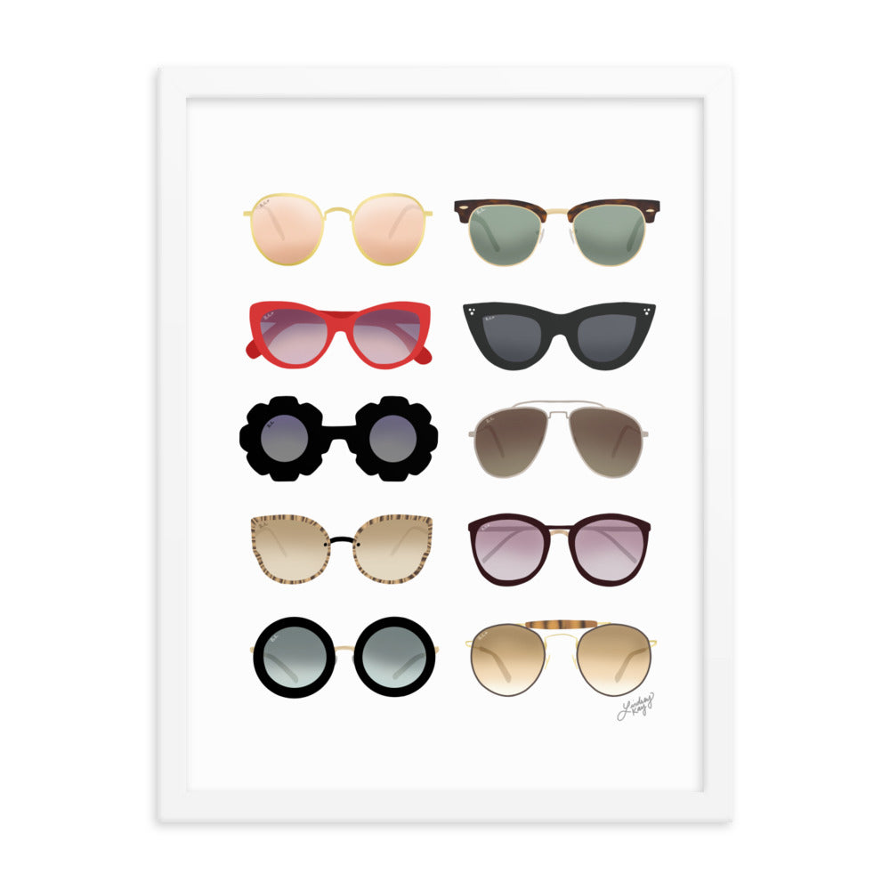 Sunglasses Illustration - Framed Matte Print - Lindsey Kay Collective