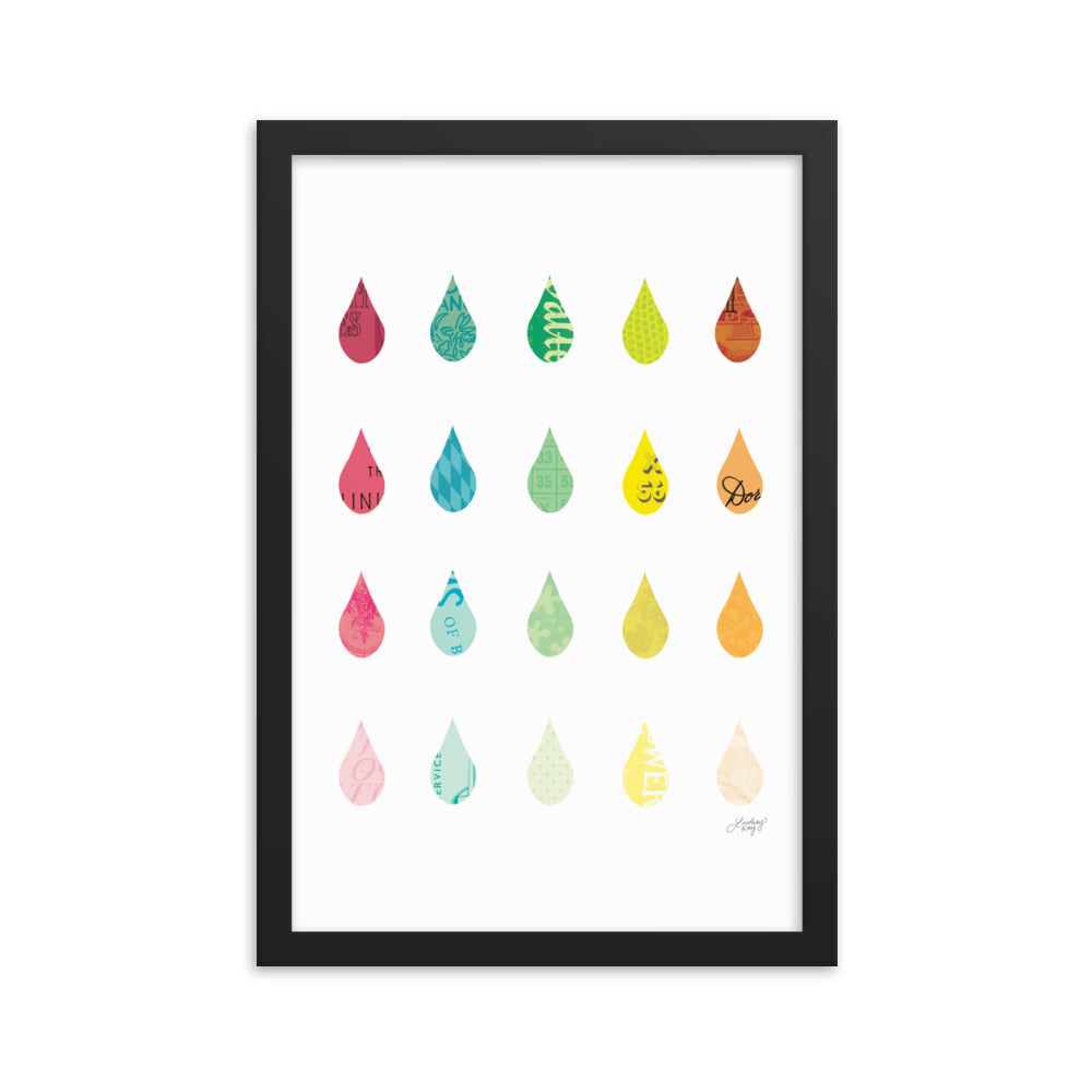 Raindrops Collage - Framed Matte Print - Lindsey Kay Collective