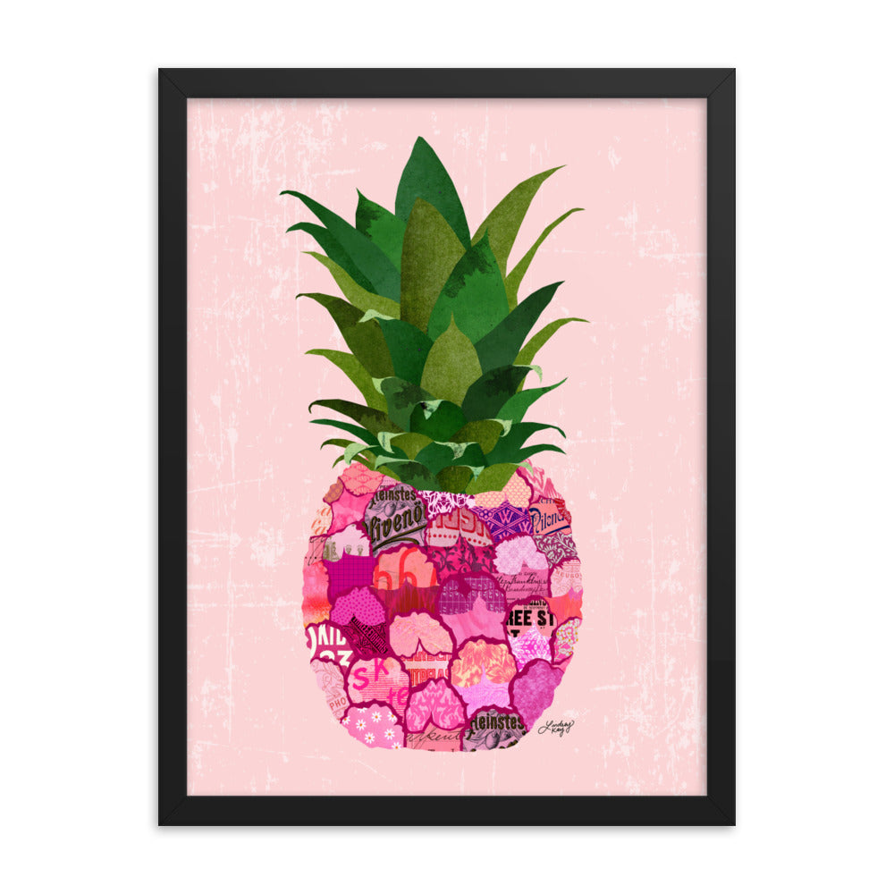 Pink Pineapple Collage - Framed Matte Print - Lindsey Kay Collective