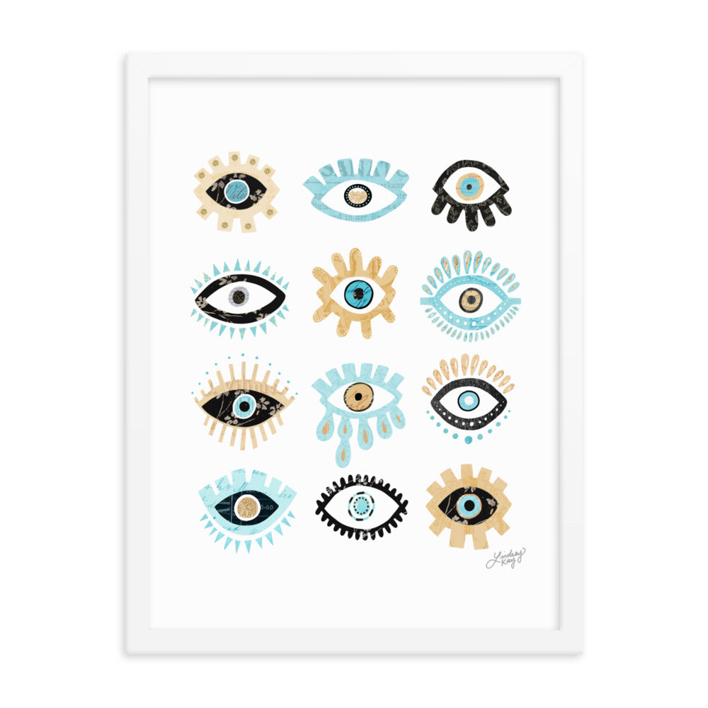 Evil Eyes Illustration - Framed Matte Print - Lindsey Kay Collective