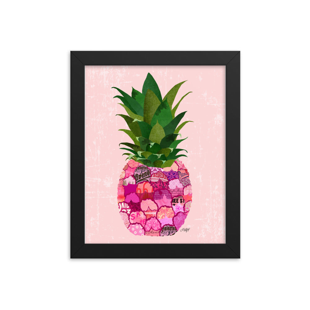 Pink Pineapple Collage - Framed Matte Print - Lindsey Kay Collective