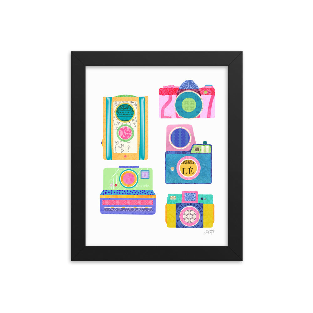 Colorful Cameras Collage - Framed Matte Print - Lindsey Kay Collective