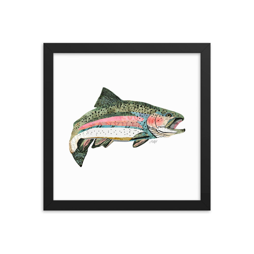 Rainbow Trout Collage - Framed Matte Print - Lindsey Kay Collective