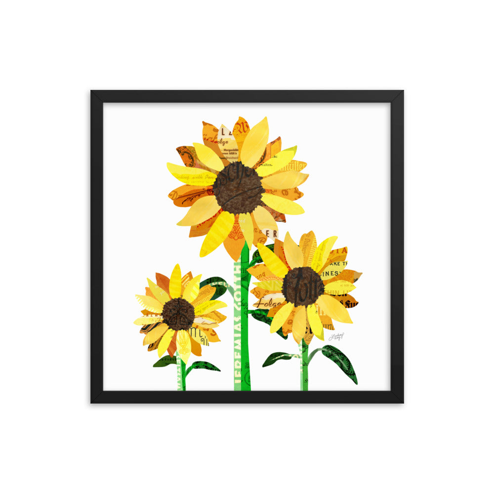 Sunflower Collage - Framed Matte Print - Lindsey Kay Collective