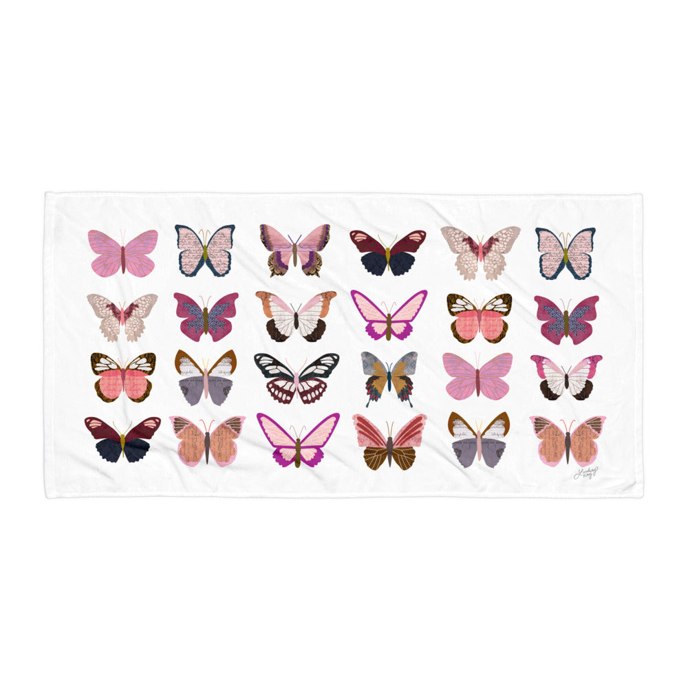 Collage de papillons roses - Serviette de plage