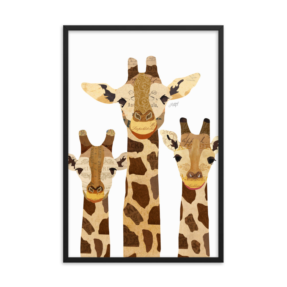 Collage de girafe - Impression mate encadrée