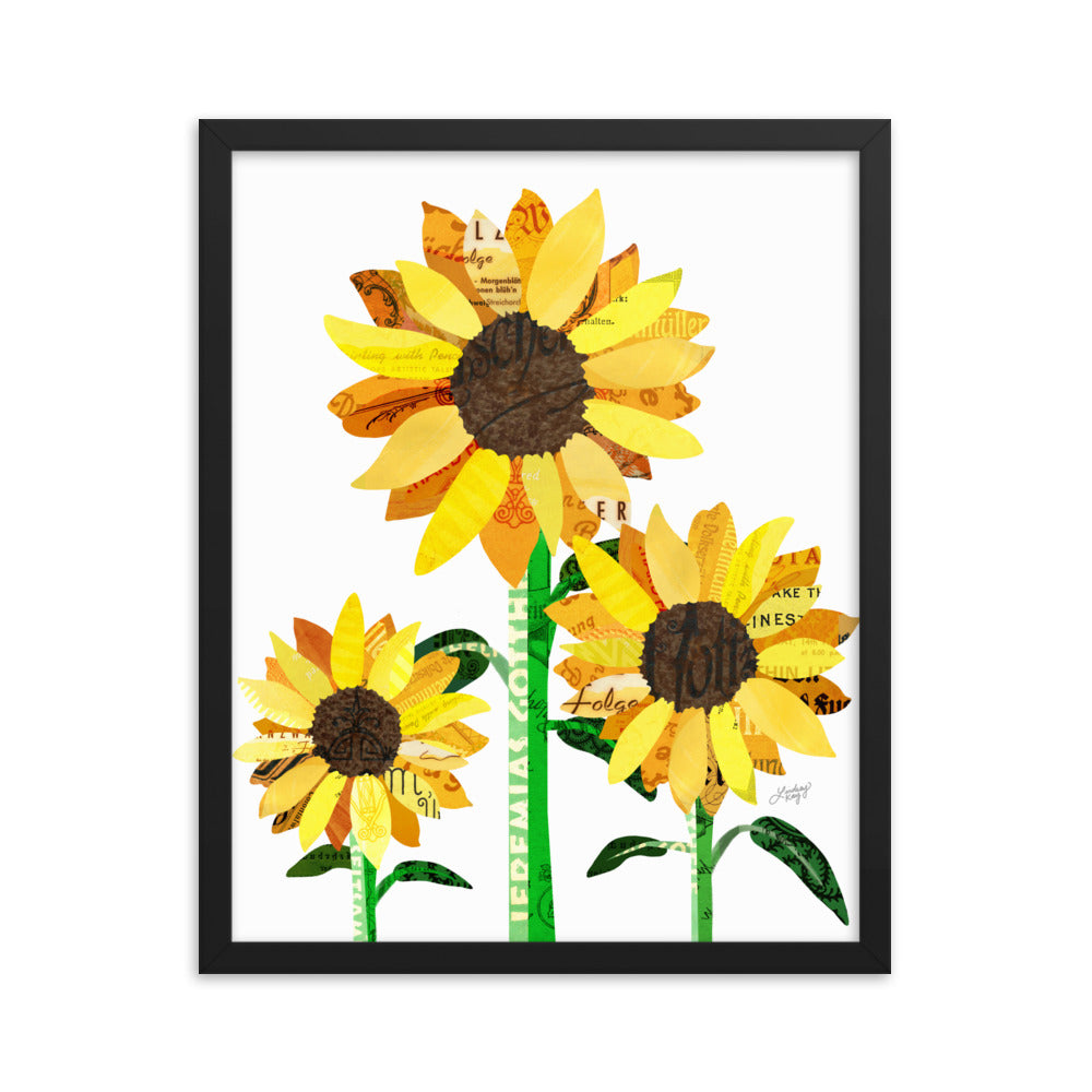 Sunflower Collage - Framed Matte Print - Lindsey Kay Collective