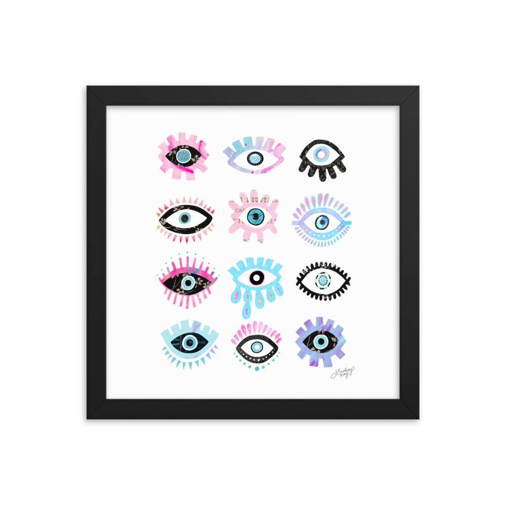 Ilustración de ojos malvados brillantes - Impresión mate enmarcada