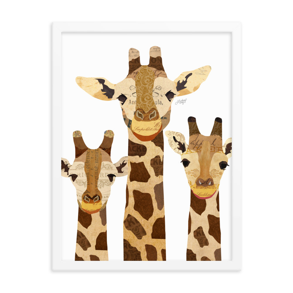 Collage de girafe - Impression mate encadrée