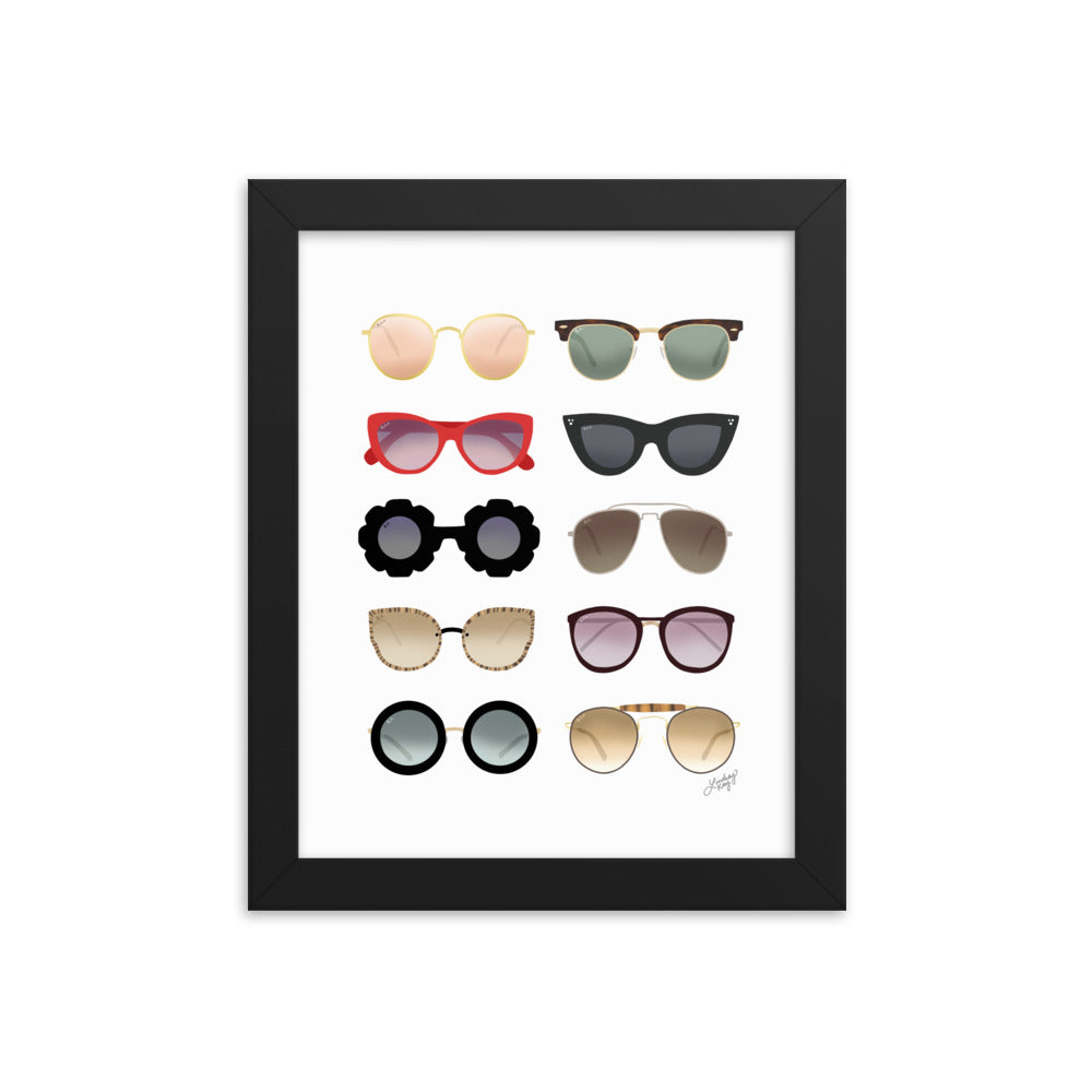 Ilustración de gafas de sol - Impresión mate enmarcada