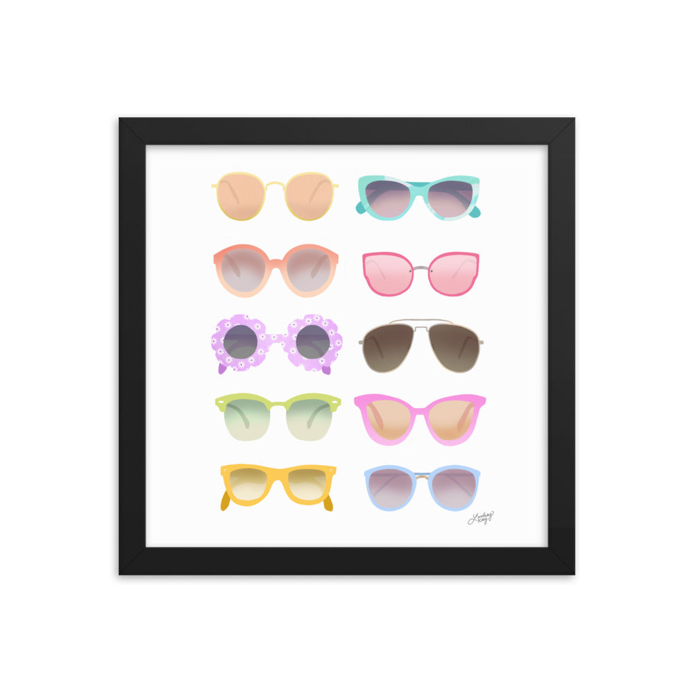 Illustration de lunettes de soleil colorées - Impression mate encadrée