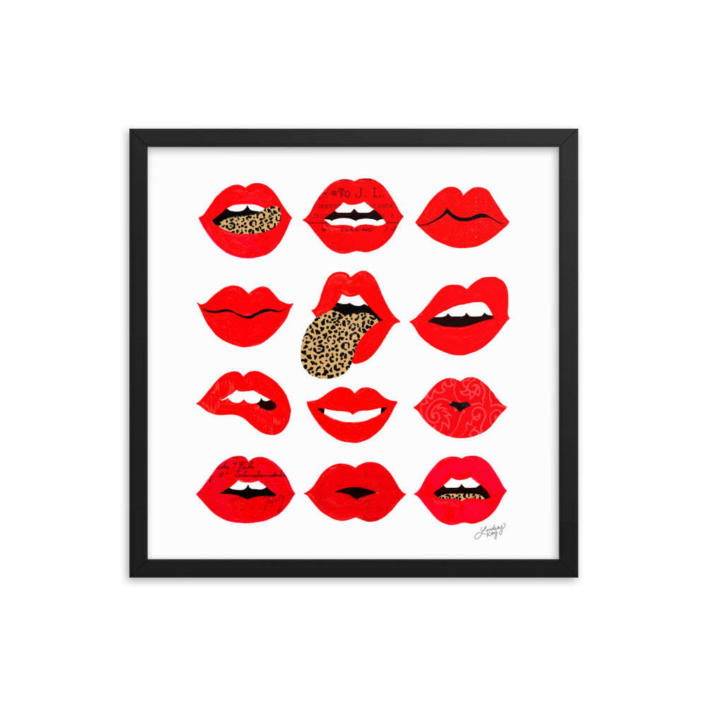Leopard Lips of Love - Impression mate encadrée