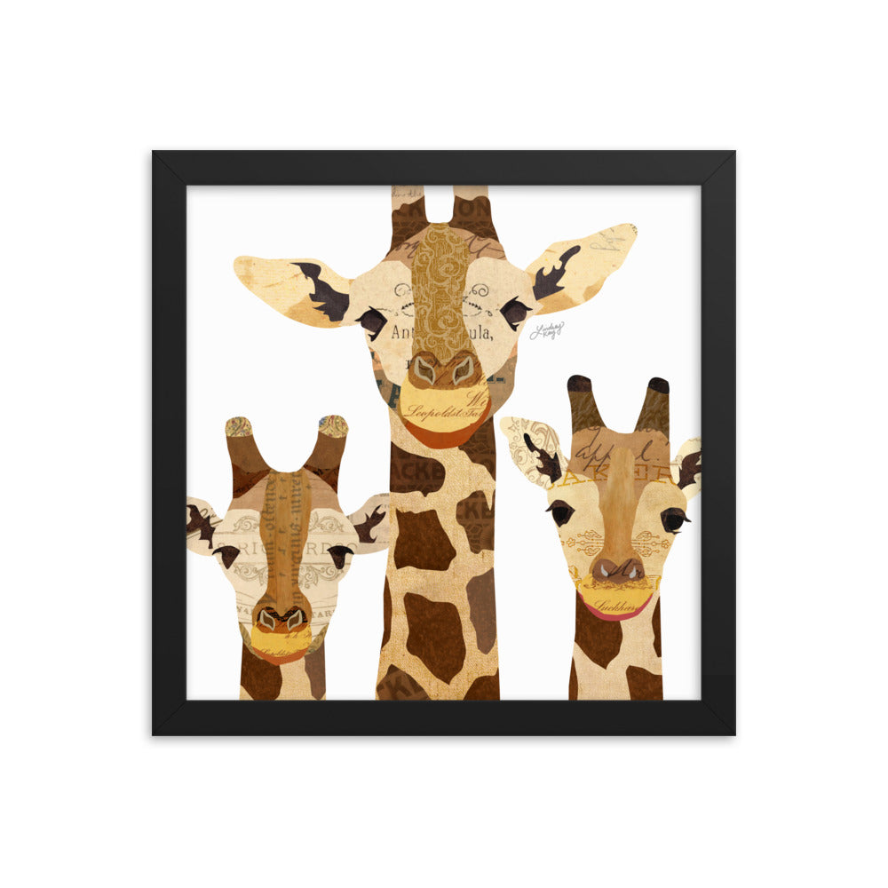 Collage de girafe - Impression mate encadrée