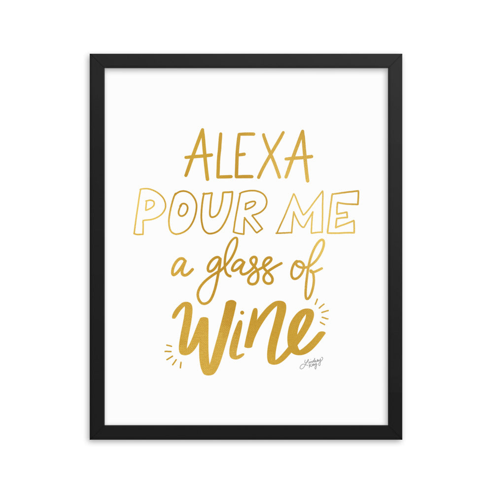 Alexa Pour Me a Glass of Wine (Gold Palette) - Framed Matte Print