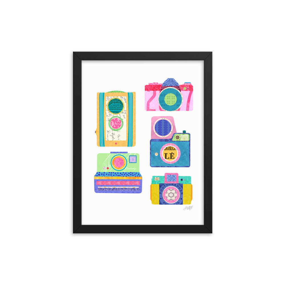 Colorful Cameras Collage - Framed Matte Print - Lindsey Kay Collective