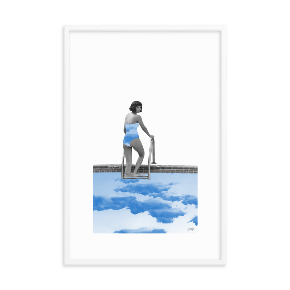Lady in a Pool Collage - Framed Matte Print