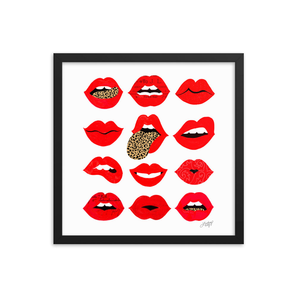 Leopard Lips of Love - Impression mate encadrée