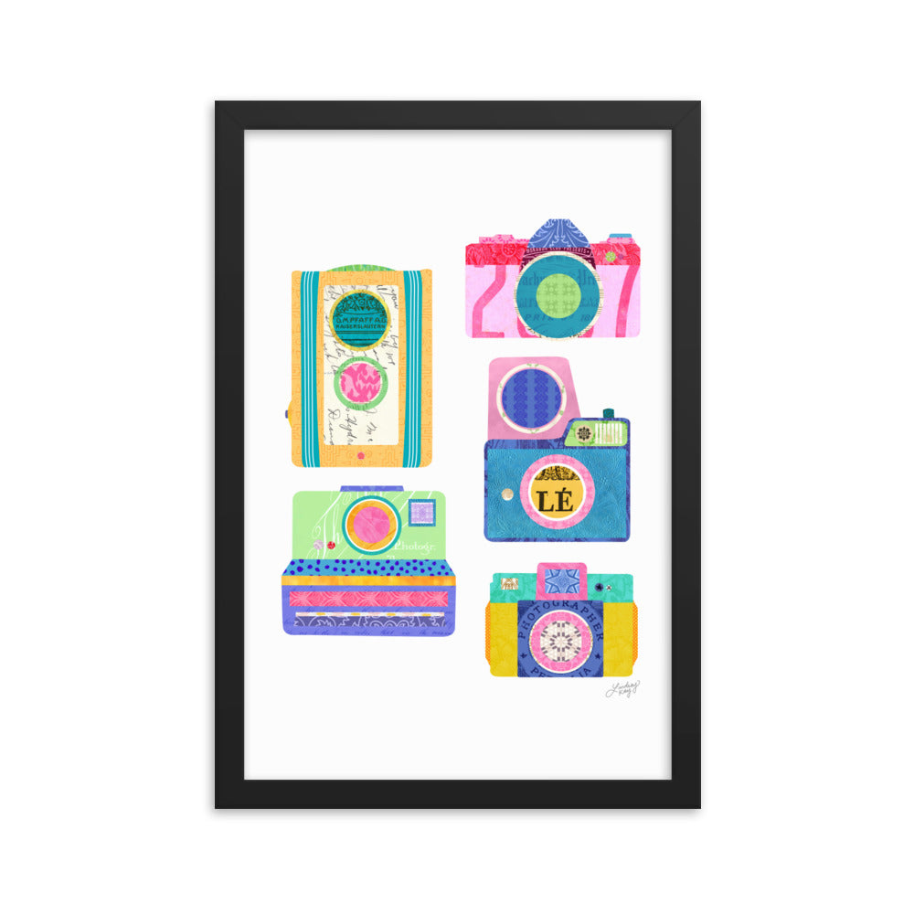 Colorful Cameras Collage - Framed Matte Print - Lindsey Kay Collective