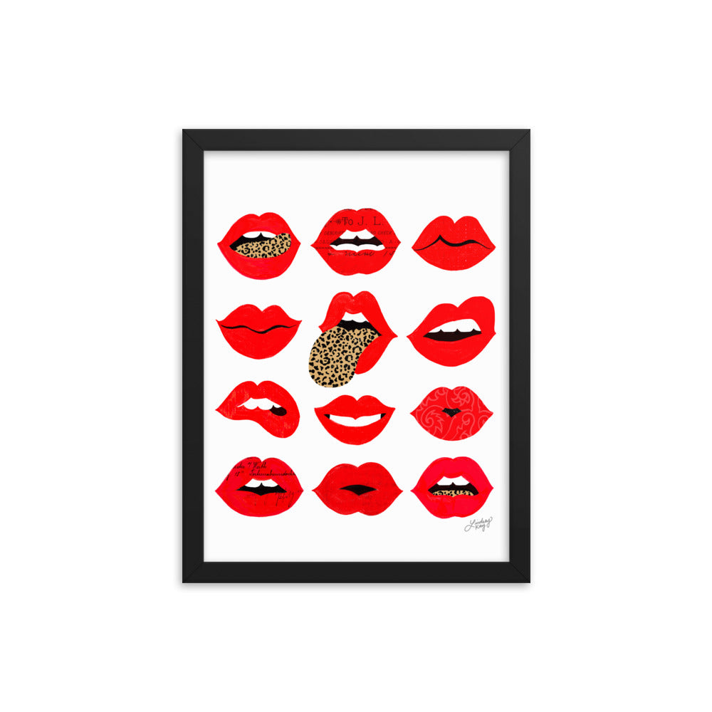 Leopard Lips of Love - Impression mate encadrée