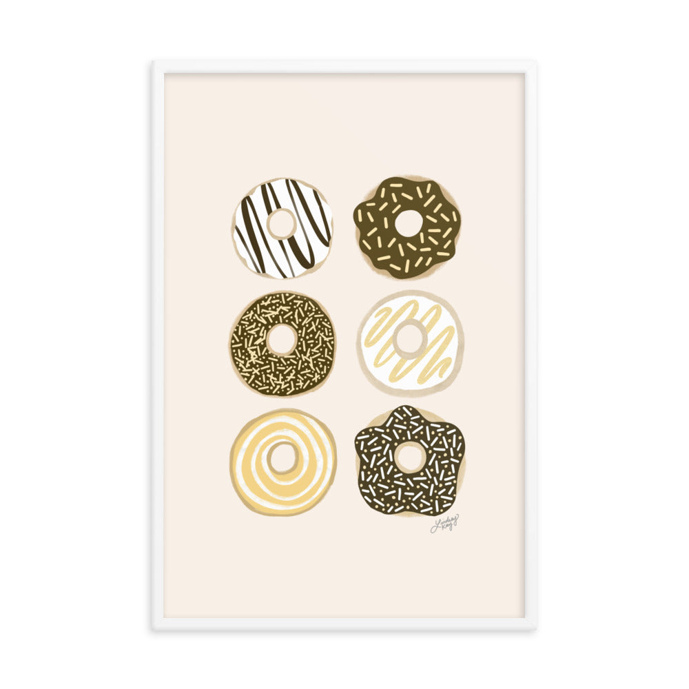 Chocolate Donuts Illustration - Framed Matte Print