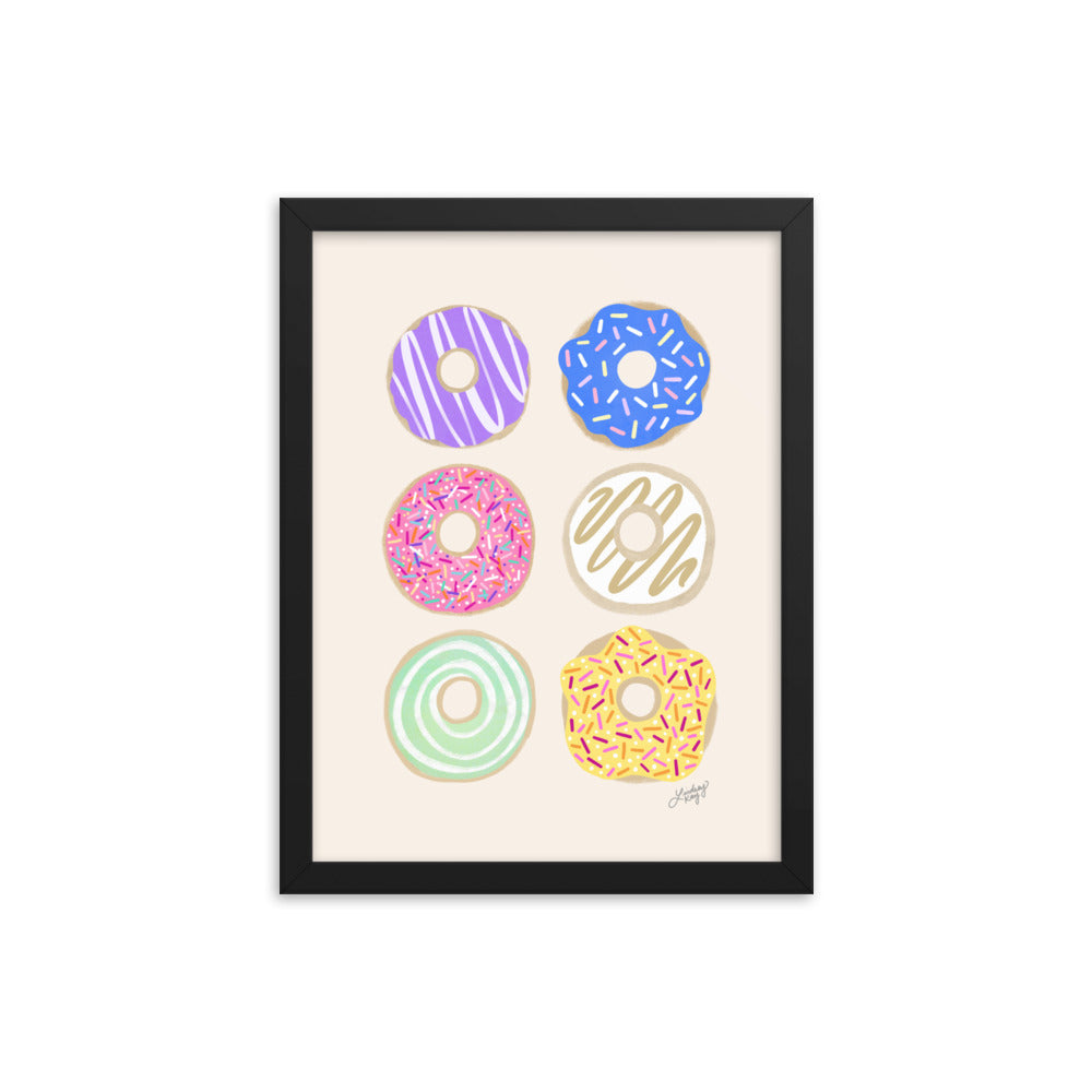 Pastel Donuts Illustration - Framed Matte Print - Lindsey Kay Collective