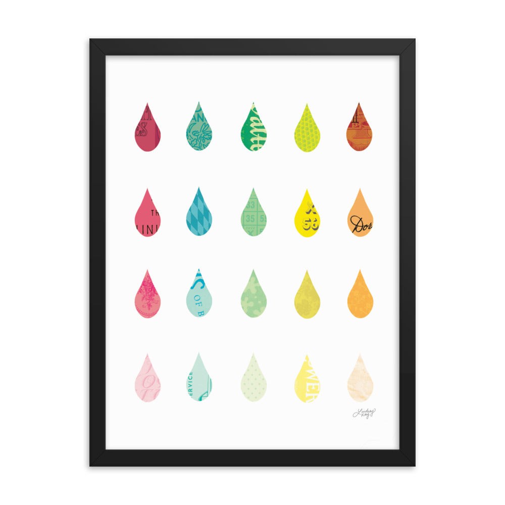 Raindrops Collage - Framed Matte Print - Lindsey Kay Collective