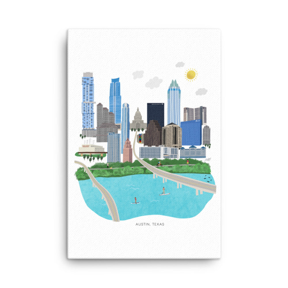 Austin Texas Illustration - Canvas