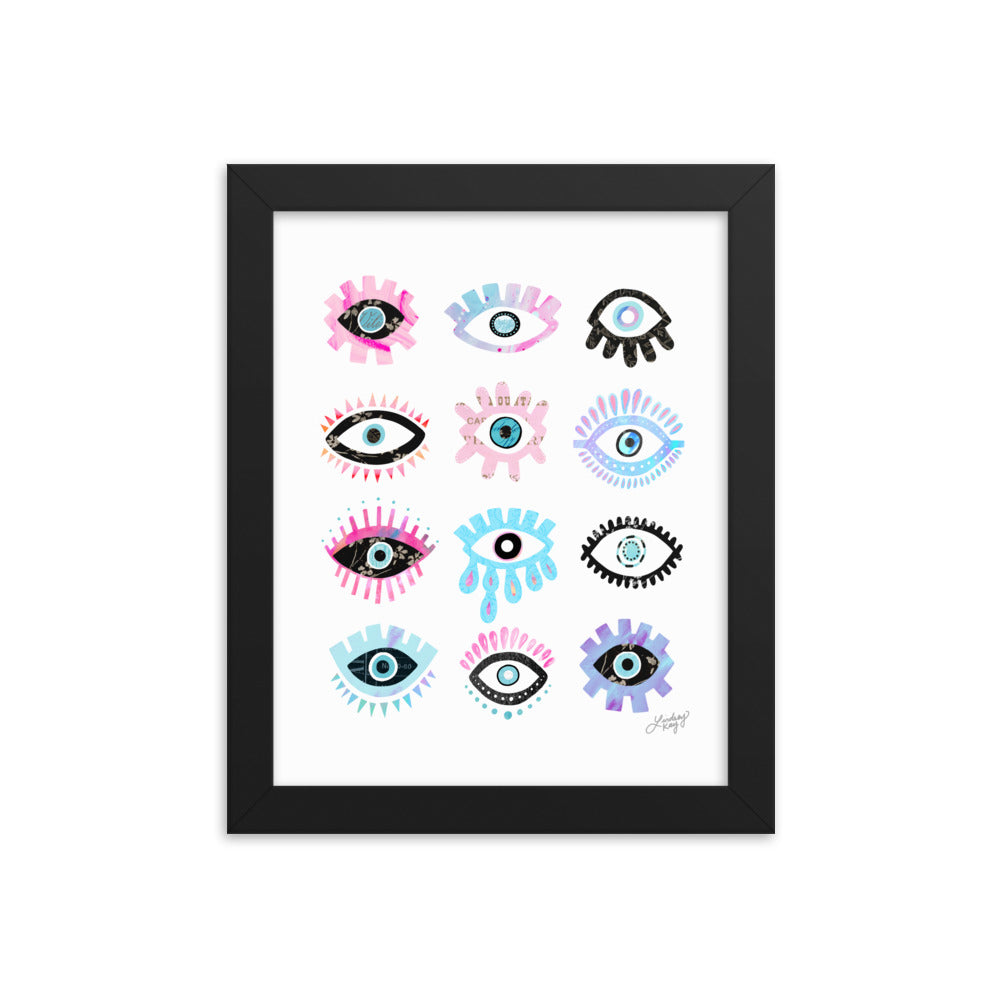 Illustration des yeux maléfiques brillants - Impression mate encadrée