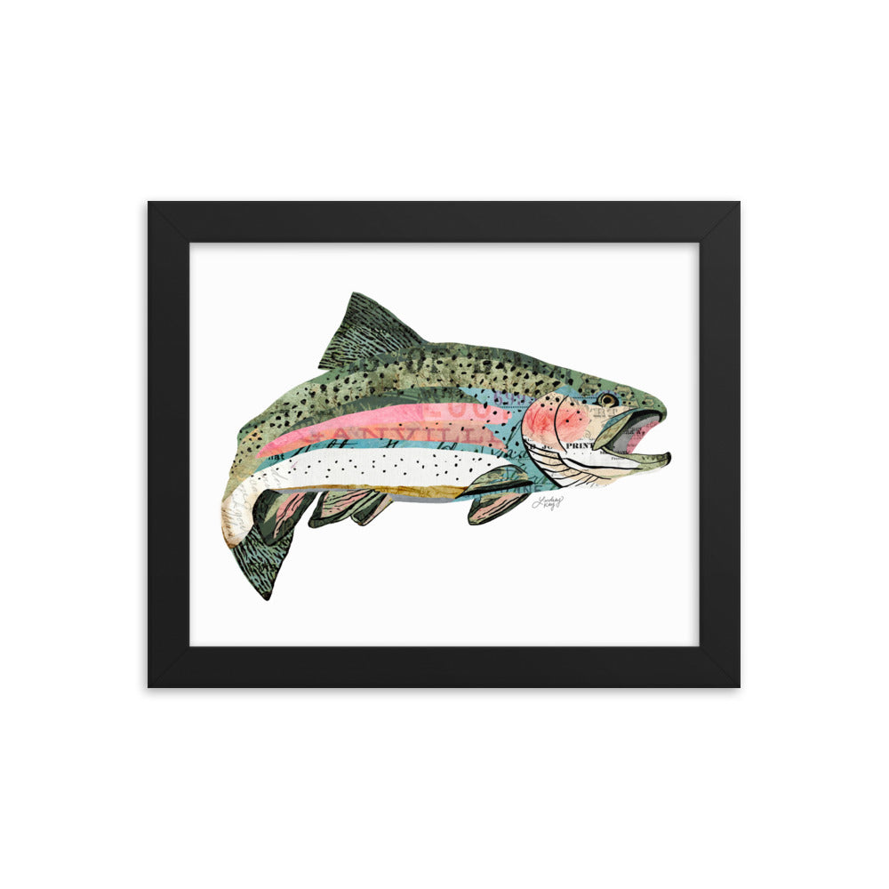 Rainbow Trout Collage - Framed Matte Print - Lindsey Kay Collective